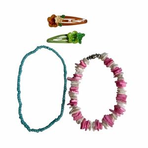 Colorful Kids Hawaiian Bracelet & Hair Clip Set